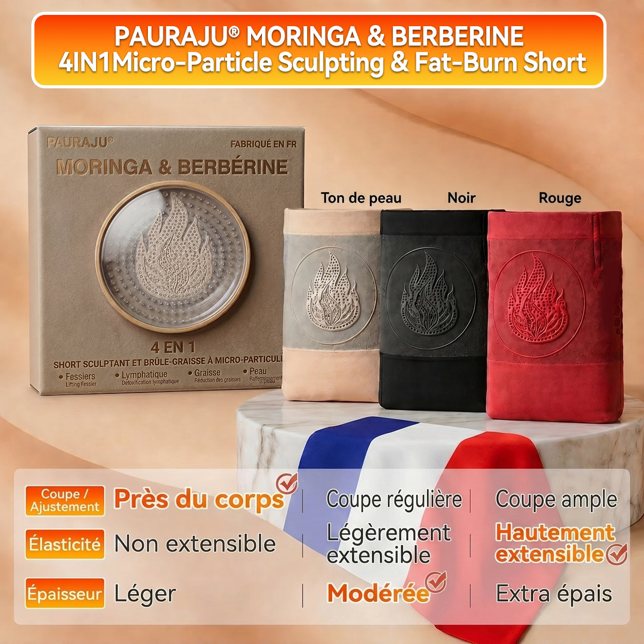 Boutique Officielle |  𝐏𝐀𝐔𝐑𝐀𝐉𝐔® 2026 ✨Short Sculptant & Brûle-Graisses 4-en-1 aux Micro-Particules de Moringa & Berbérine🌱