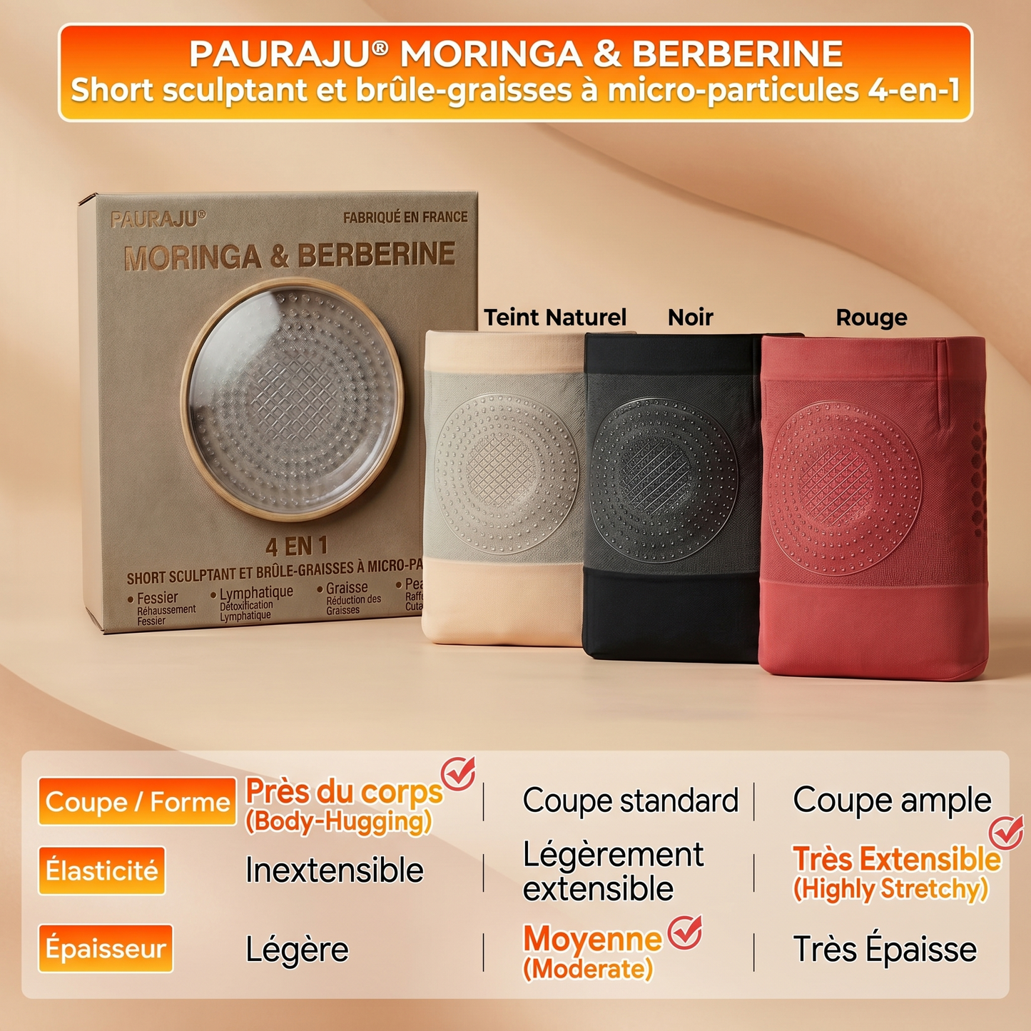 Boutique Officielle | ✅ 𝐏𝐀𝐔𝐑𝐀𝐉𝐔® 2026 Short Sculptant & Brûle-Graisses 4-en-1 aux Micro-Particules de Moringa & Berbérine💫