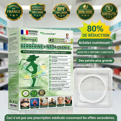Magasin Officiel |  Luxarise® Moringa & Bérbérine 10-en-1 Patch Nanomicro-aiguilles Avancé👩‍⚕️ (Une application quotidienne, résultats visibles en 7 jours)🌵 Obésité, Diabète, Apnée du sommeil, Problèmes articulaires
