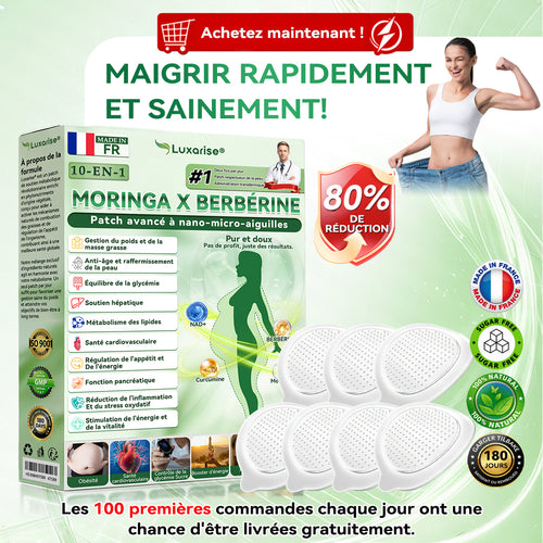 Magasin Officiel✅𝑳𝒖𝒙𝒂𝒓𝒊𝒔𝒆® Moringa x Berbérine 10-en-1 Patch avancé à nano-micro-aiguilles (Une application quotidienne, résultats visibles en 7 jours) Obésité, Diabète, Apnée du sommeil, Problèmes articulaires🎉🎉