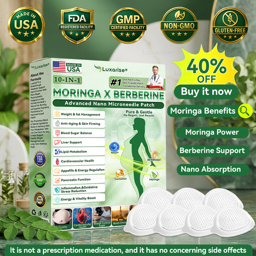 Magasin Officiel | 👩‍⚕️ Luxarise® Moringa & Berberine 10-en-1 Patch Avancé Nano Microneedle (Une application quotidienne, résultats visibles en 7 jours) ✅ Obésité, Diabète, Apnée du sommeil, Problèmes articulaires